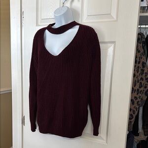 Women's Burgundy Sweater Forever 21 Large